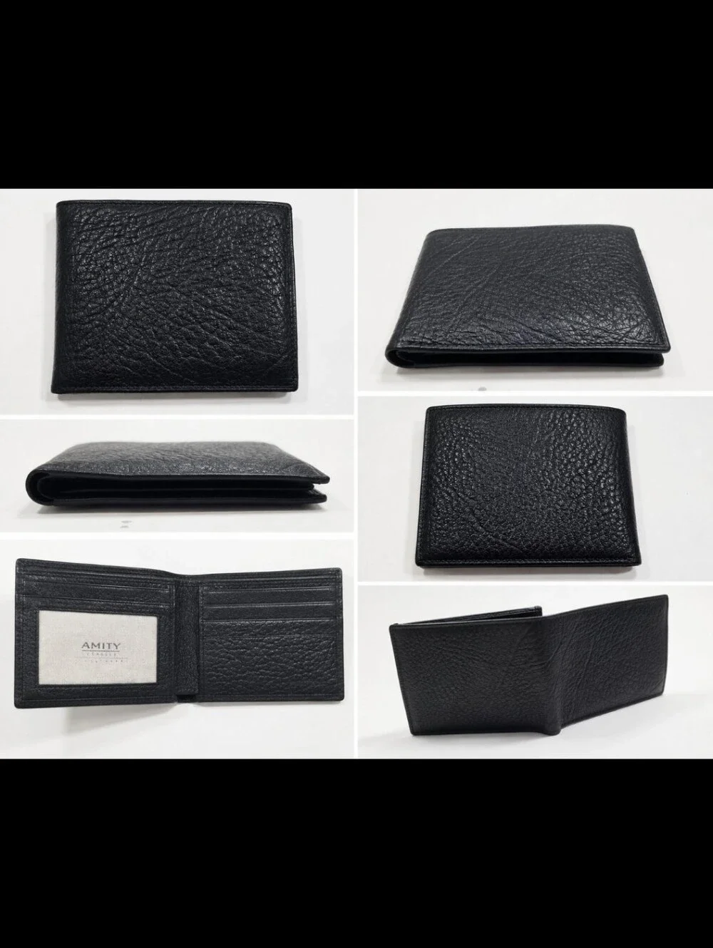 Ami Black Textured Leather Bifold Card & Key Holder